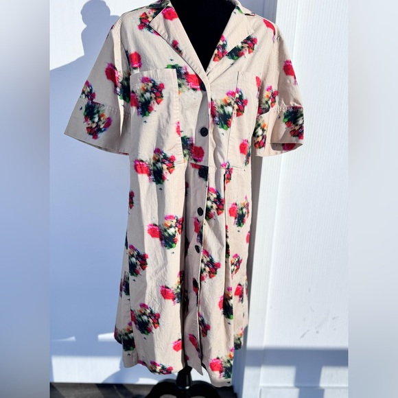 Size 12 Adam Lippes Collective Floral Printed Cotton Shirtdress - Picture 1 of 9